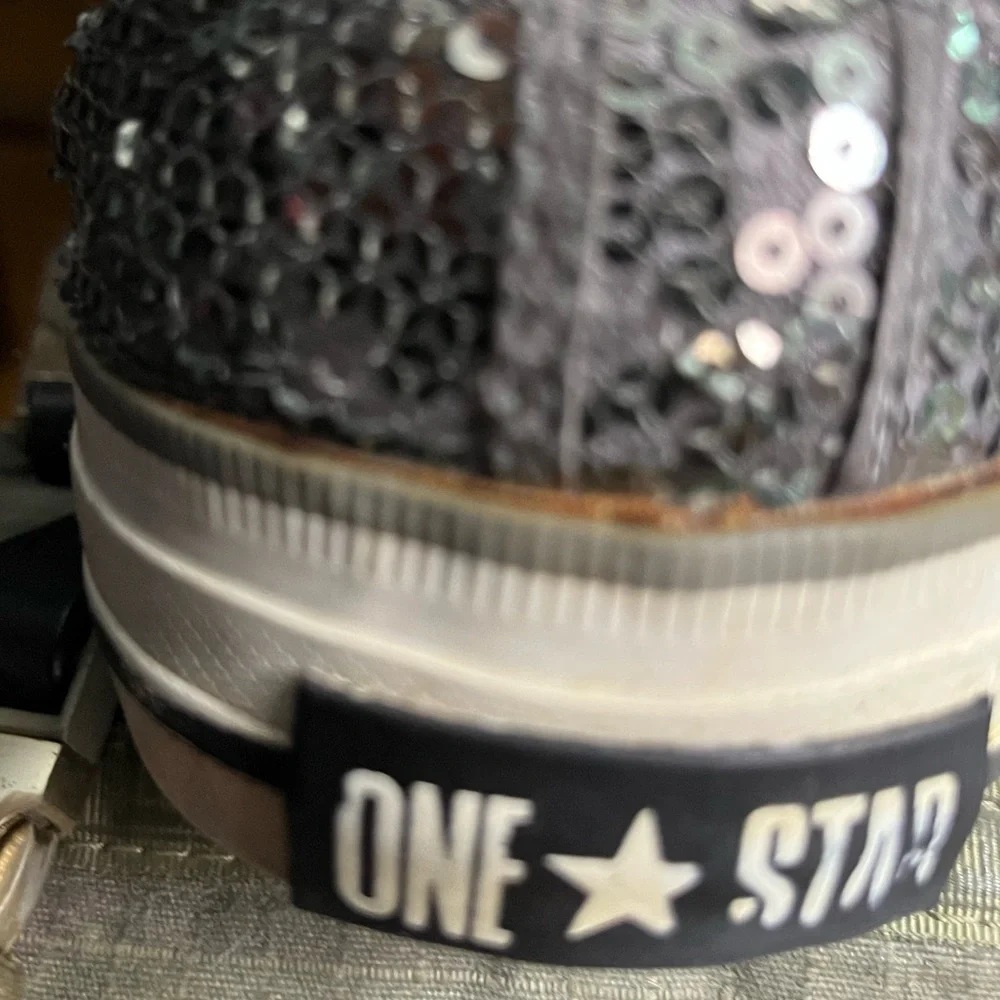 Converse SEQUIN SNEAKERS women’s sz 8 One Star Bling sparkle army green sequins - Picture 9 of 10